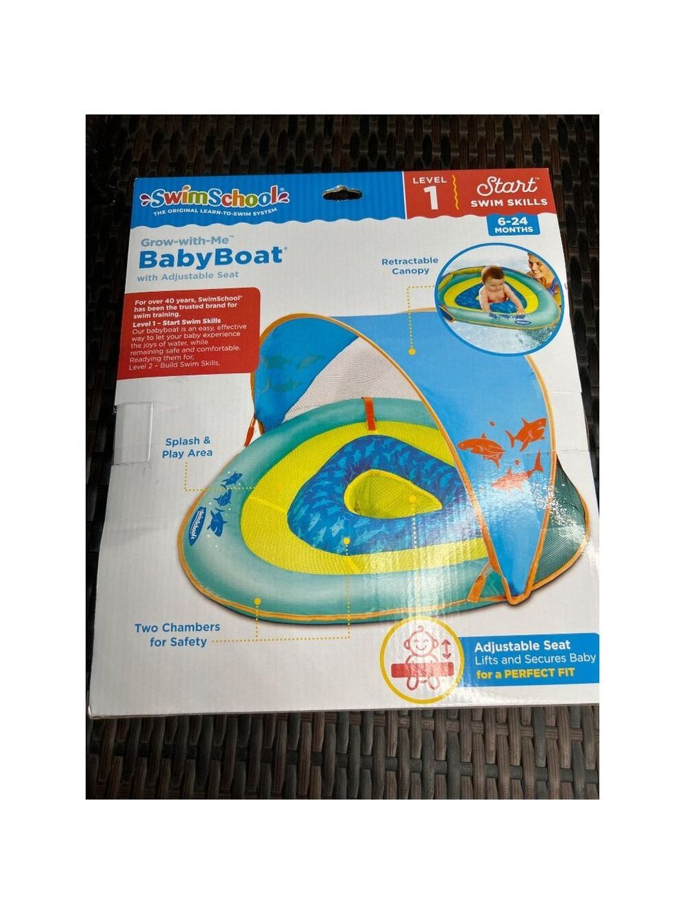 NEW Swim School Baby Boat Pool Inflatable Canopy 6-24m Blue Level 1 - Picture 3 of 4